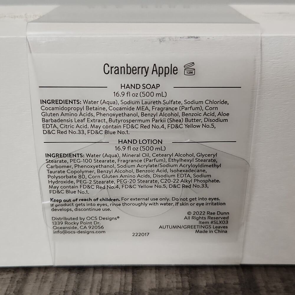🍁🍎Rae Dunn "Autumn Greetings" Hand Soap & Lotion Duo Cranberry Apple Scented - Picture 3 of 4